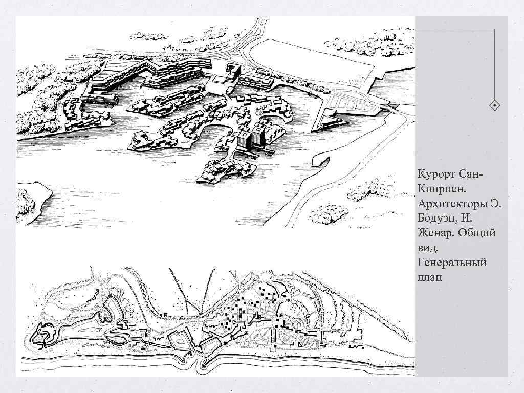 Курорт Сан- Киприен. Архитекторы Э. Бодуэн, И. Женар. Общий вид. Генеральный план Курорт Сан- Киприен. Архитекторы Э. Бодуэн, И. Женар. Общий вид. Генеральный план