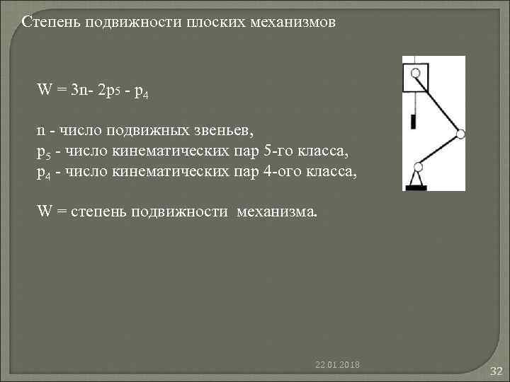 Степень подвижности плоского механизма