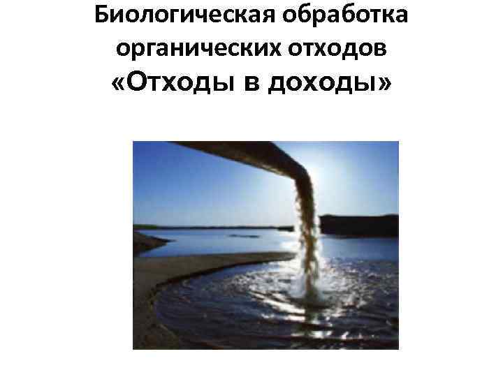 Биологическая обработка органических отходов  «Отходы в доходы» 