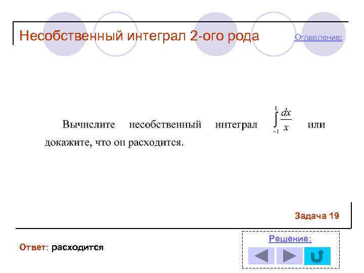Несобственный интеграл 2 -ого рода  Оглавление:     Задача 19 