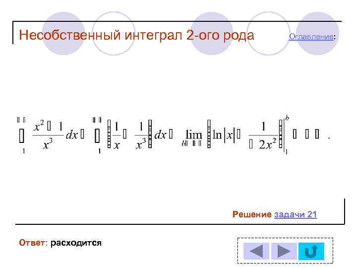 Несобственный интеграл 2 -ого рода  Оглавление:      Решение задачи