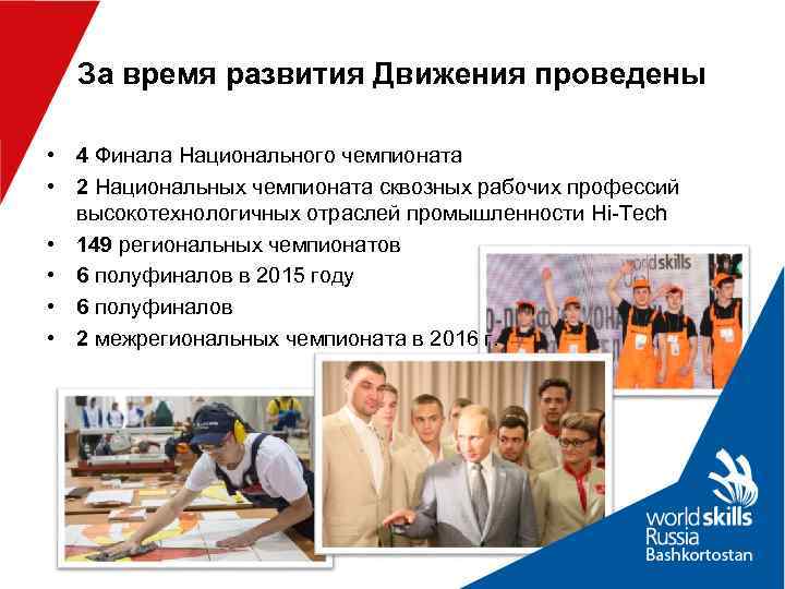  За время развития Движения проведены  • 4 Финала Национального чемпионата • 2