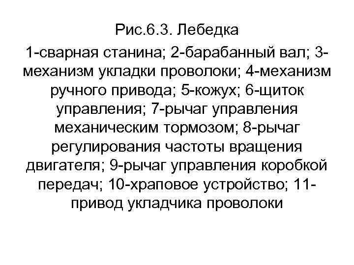   Рис. 6. 3. Лебедка 1 -сварная станина; 2 -барабанный вал; 3 -