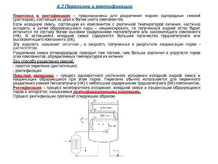      4. 3 Перегонка и ректификация – предназначены для разделения