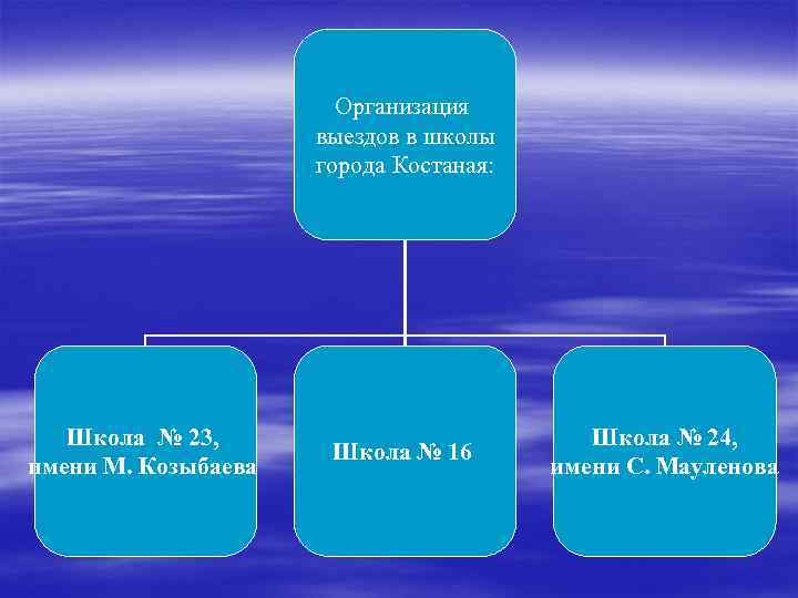     Организация     выездов в школы  