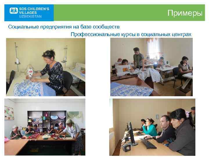      Примеры Социальные предприятия на базе сообществ   