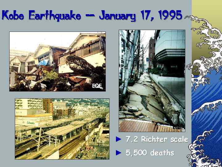 Kobe Earthquake -- January 17, 1995     ► 7. 2 Richter