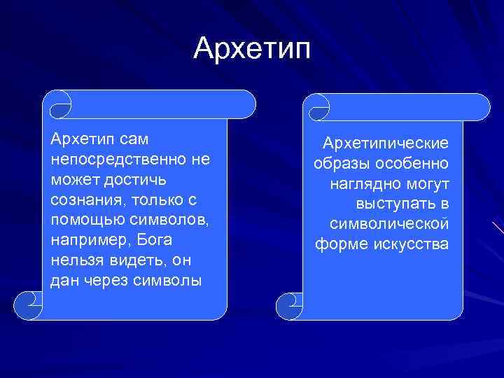    Архетип сам    Архетипические непосредственно не  образы