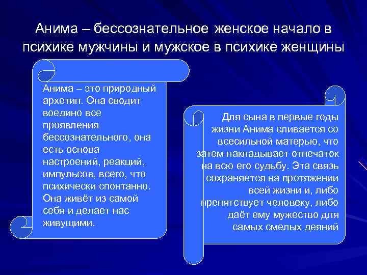  Анима – бессознательное женское начало в психике мужчины и мужское в психике женщины