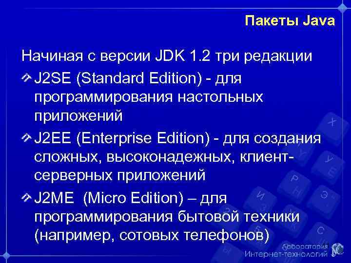       Пакеты Java Начиная с версии JDK 1. 2