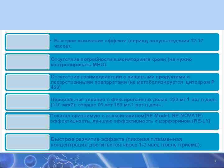 • Быстрое окончание эффекта (период полувыведения 12 -17 часов). Отсутствие потребности • Быстрое окончание эффекта (период полувыведения 12 -17 часов). Отсутствие потребности