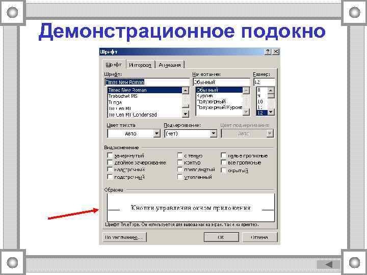 Демонстрационное подокно 
