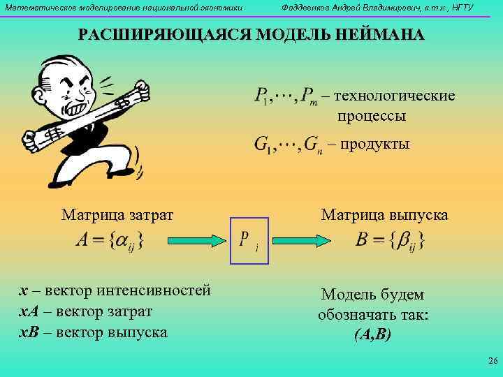 Математическое моделирование национальной экономики  Фаддеенков Андрей Владимирович, к. т. н. , НГТУ 
