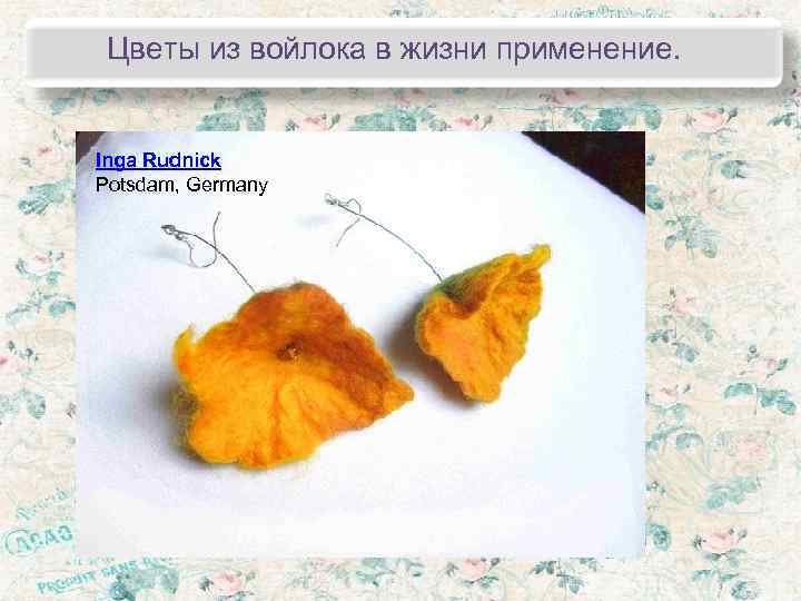  Цветы из войлока в жизни применение.  Inga Rudnick Potsdam, Germany 