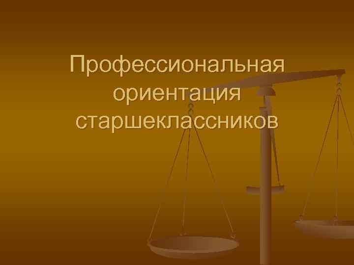 Профессиональная  ориентация старшеклассников 
