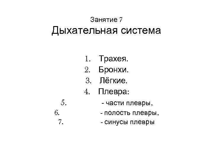   Занятие 7 Дыхательная система  1.  Трахея.  2.  Бронхи.
