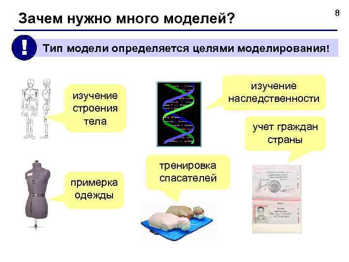      8 Зачем нужно много моделей?  !  Тип