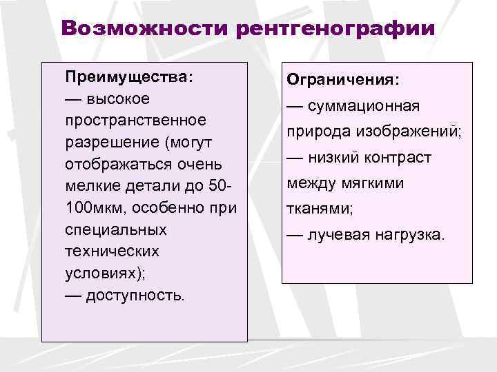 Ограничения преимущества. Пропускная способность рентгенографии. Возможности (преимущества и ограничения). Преимущества и ограничения рентгенографии. Возможности рентгенологии.