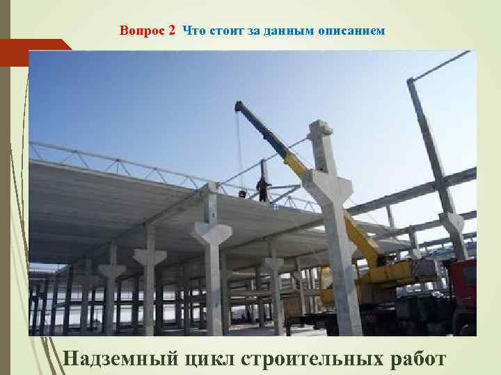   Вопрос 2 Что стоит за данным описанием  Надземный цикл строительных работ