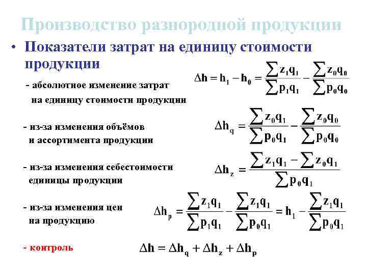 Абсолютное изменение затрат