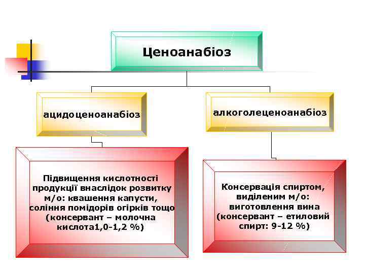    Ценоанабіоз  ацидоценоанабіоз    алкоголеценоанабіоз  Підвищення кислотності