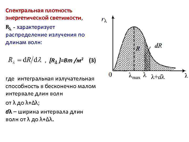 Спектральная мощность излучения. График распределения спектральной энергетической светимости АЧТ. Графики спектральной плотности энергетической светимости. Спектральная плотность интенсивности излучения. Спектральная плотность энергетической яркости.