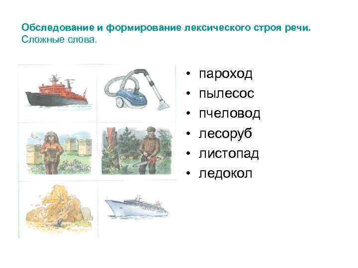 Обследование и формирование лексического строя речи. Сложные слова.      