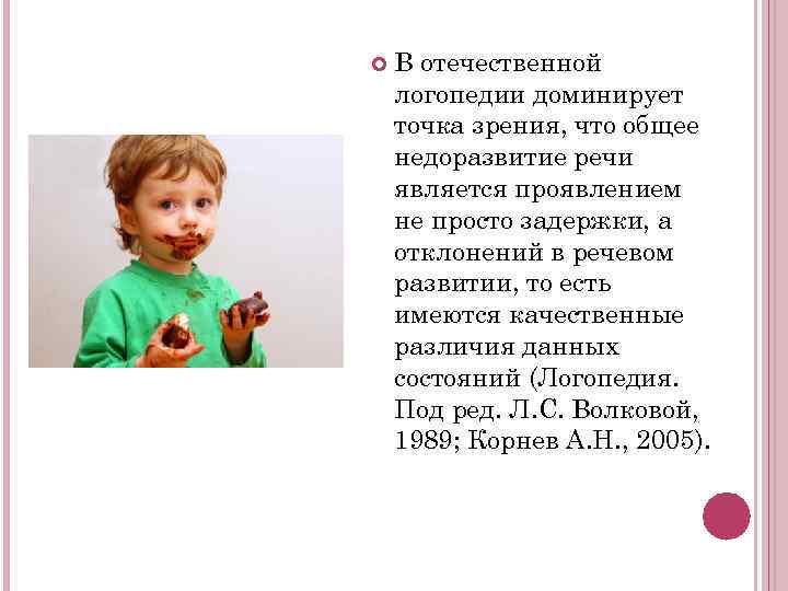   В отечественной логопедии доминирует точка зрения, что общее недоразвитие речи является проявлением
