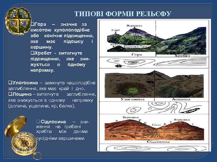       ТИПОВІ ФОРМИ РЕЛЬЄФУ   q. Гора 