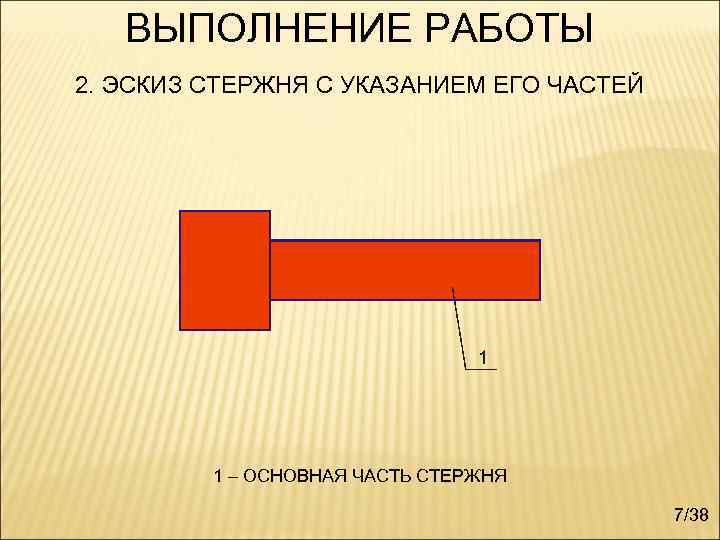   ВЫПОЛНЕНИЕ РАБОТЫ 2. ЭСКИЗ СТЕРЖНЯ С УКАЗАНИЕМ ЕГО ЧАСТЕЙ   1