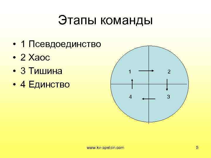   Этапы команды •  1 Псевдоединство •  2 Хаос • 