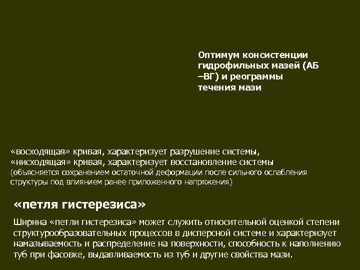      Оптимум консистенции     гидрофильных мазей (АБ