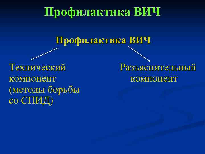  Профилактика ВИЧ Технический  Разъяснительный компонент (методы борьбы со СПИД) 