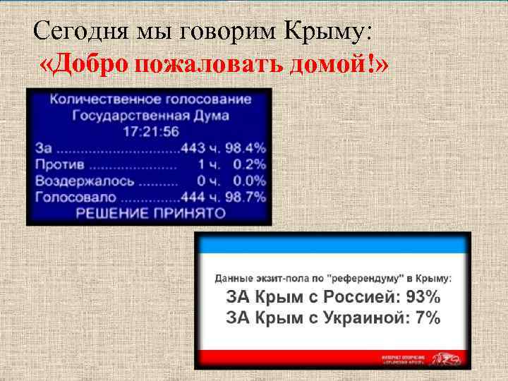 Сегодня мы говорим Крыму:  «Добро пожаловать домой!» 
