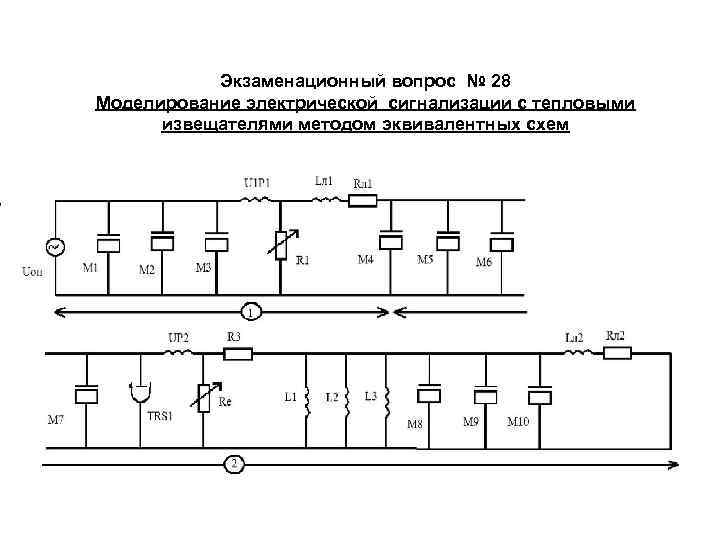   Экзаменационный вопрос № 28 Моделирование электрической сигнализации с тепловыми  извещателями методом