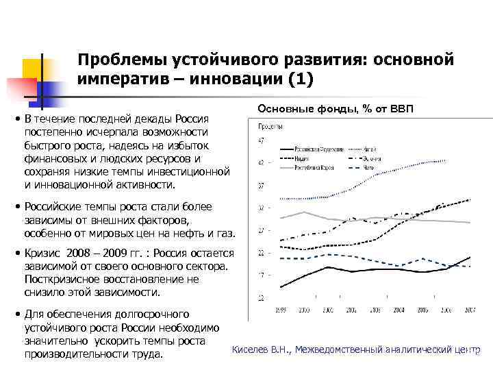   Проблемы устойчивого развития: основной   императив – инновации (1)  