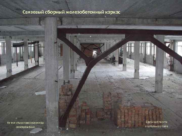 Связевый сборный железобетонный каркас Не все стыки замоноличены Связевый сборный железобетонный каркас Не все стыки замоноличены