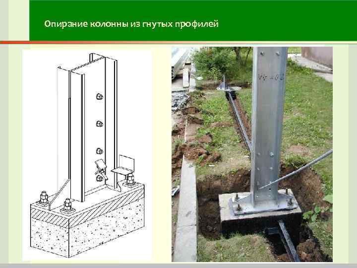 Опирание колонны из гнутых профилей Опирание колонны из гнутых профилей