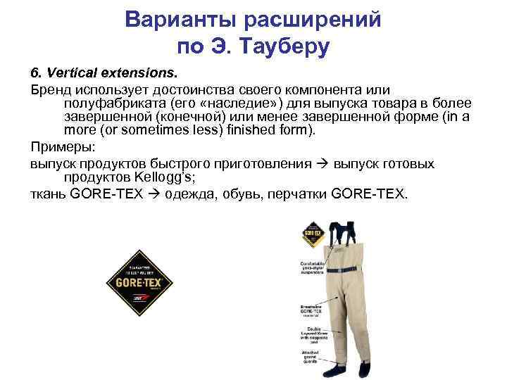    Варианты расширений    по Э. Тауберу 6. Vertical extensions.