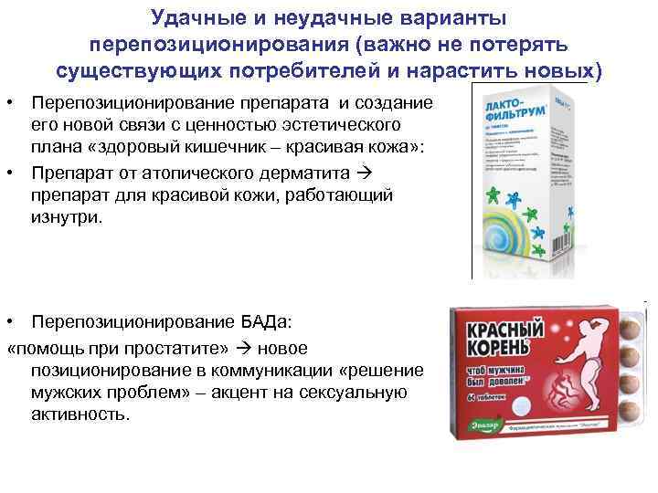   Удачные и неудачные варианты   перепозиционирования (важно не потерять  существующих