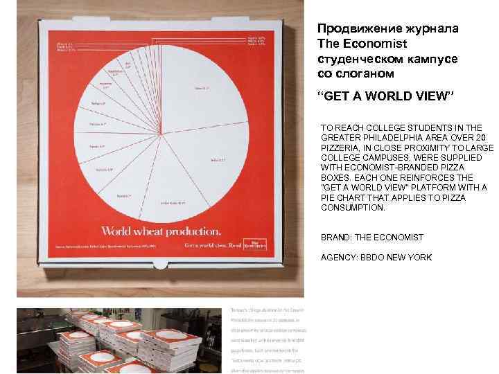 Продвижение журнала The Economist студенческом кампусе со слоганом “GET A WORLD VIEW” TO REACH Продвижение журнала The Economist студенческом кампусе со слоганом “GET A WORLD VIEW” TO REACH