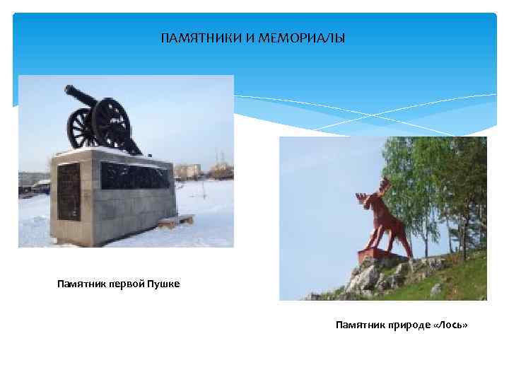    ПАМЯТНИКИ И МЕМОРИАЛЫ Памятник первой Пушке    Памятник природе