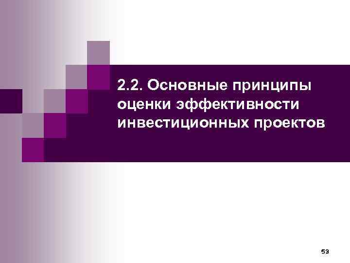 2. 2. Основные принципы оценки эффективности инвестиционных проектов      53