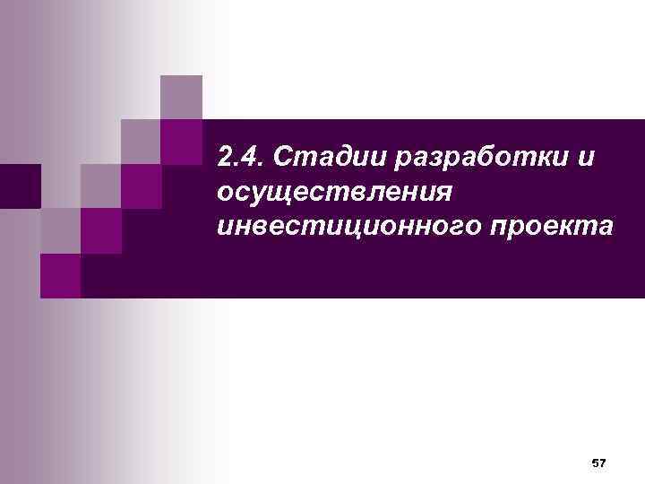 2. 4. Стадии разработки и осуществления инвестиционного проекта      57