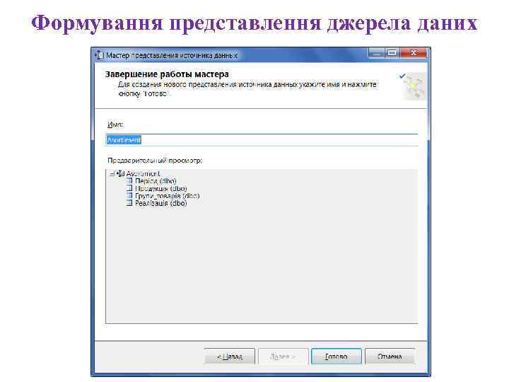 Формування представлення джерела даних 