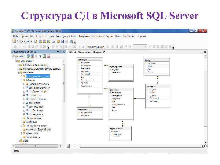 Структура СД в Microsoft SQL Server 