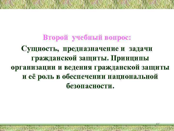    Второй учебный вопрос: Сущность, предназначение и задачи  гражданской защиты. Принципы