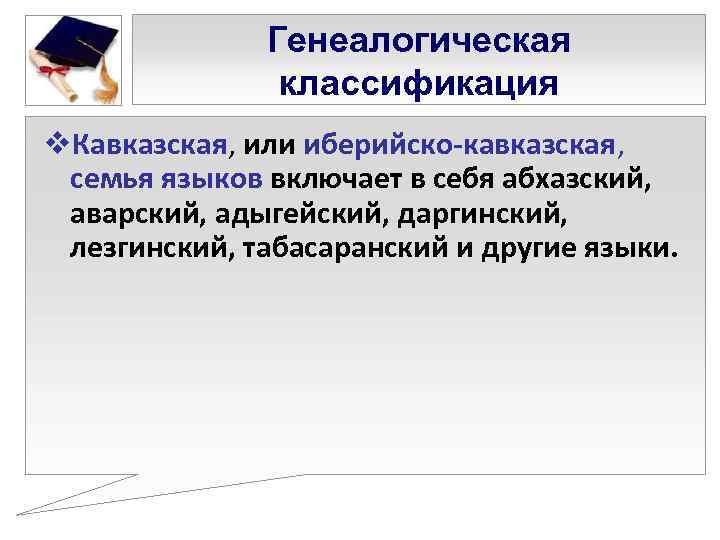    Генеалогическая    классификация v. Кавказская, или иберийско кавказская, 