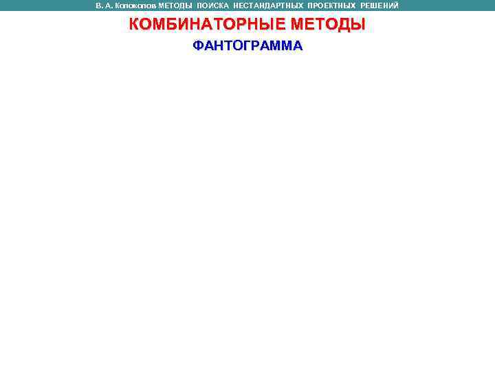 В. А. Колоколов МЕТОДЫ ПОИСКА НЕСТАНДАРТНЫХ ПРОЕКТНЫХ РЕШЕНИЙ КОМБИНАТОРНЫЕ МЕТОДЫ В. А. Колоколов МЕТОДЫ ПОИСКА НЕСТАНДАРТНЫХ ПРОЕКТНЫХ РЕШЕНИЙ КОМБИНАТОРНЫЕ МЕТОДЫ