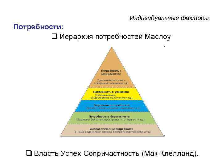 Ф мак клелланд дополнил схему а маслоу введя понятия потребностей во власти успехе а также